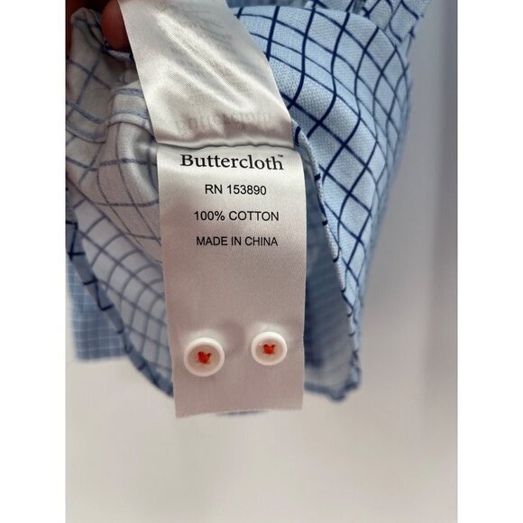 Buttercloth‎ Mens Navy Blue Regular Fit Block Shirt 2XL XXL Long Sleeve - Picture 7 of 8